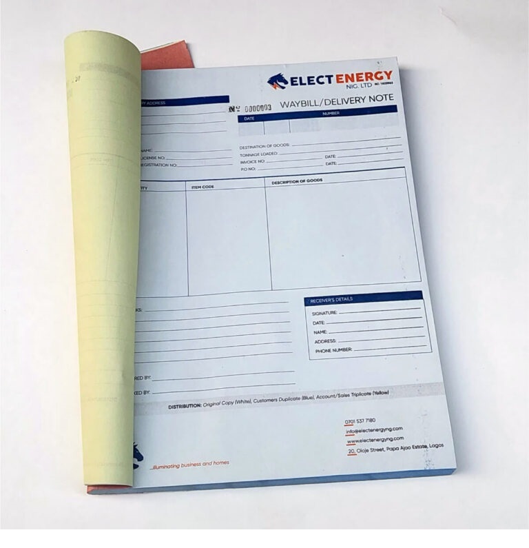 A4 Invoice | Receipts | Waybills (5 copies)